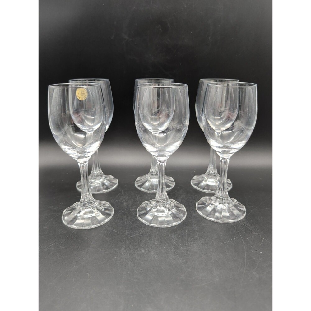 Cristal De Flandre 24% Lead Crystal White Wine Glasses Goblets Set Of 6